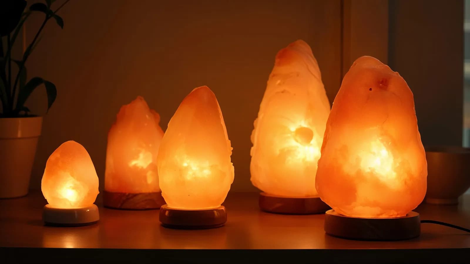 Himalayan salt lamps creating a warm, inviting atmosphere